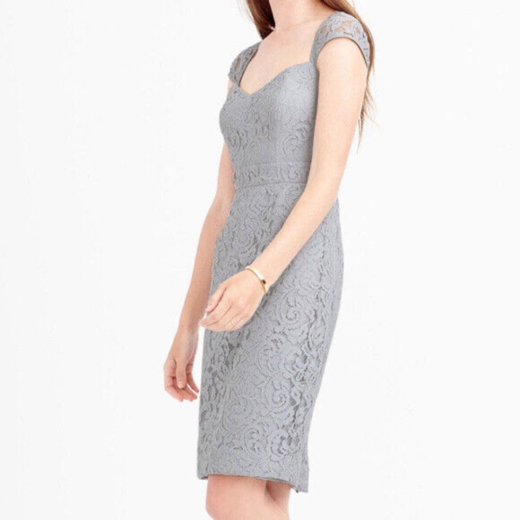 J. Crew Tinsley Dress Leavers Lace Grey A9023 (Size 4) - Picture 1 of 7